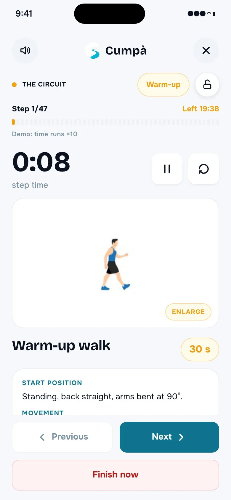 Session in progress, step by step